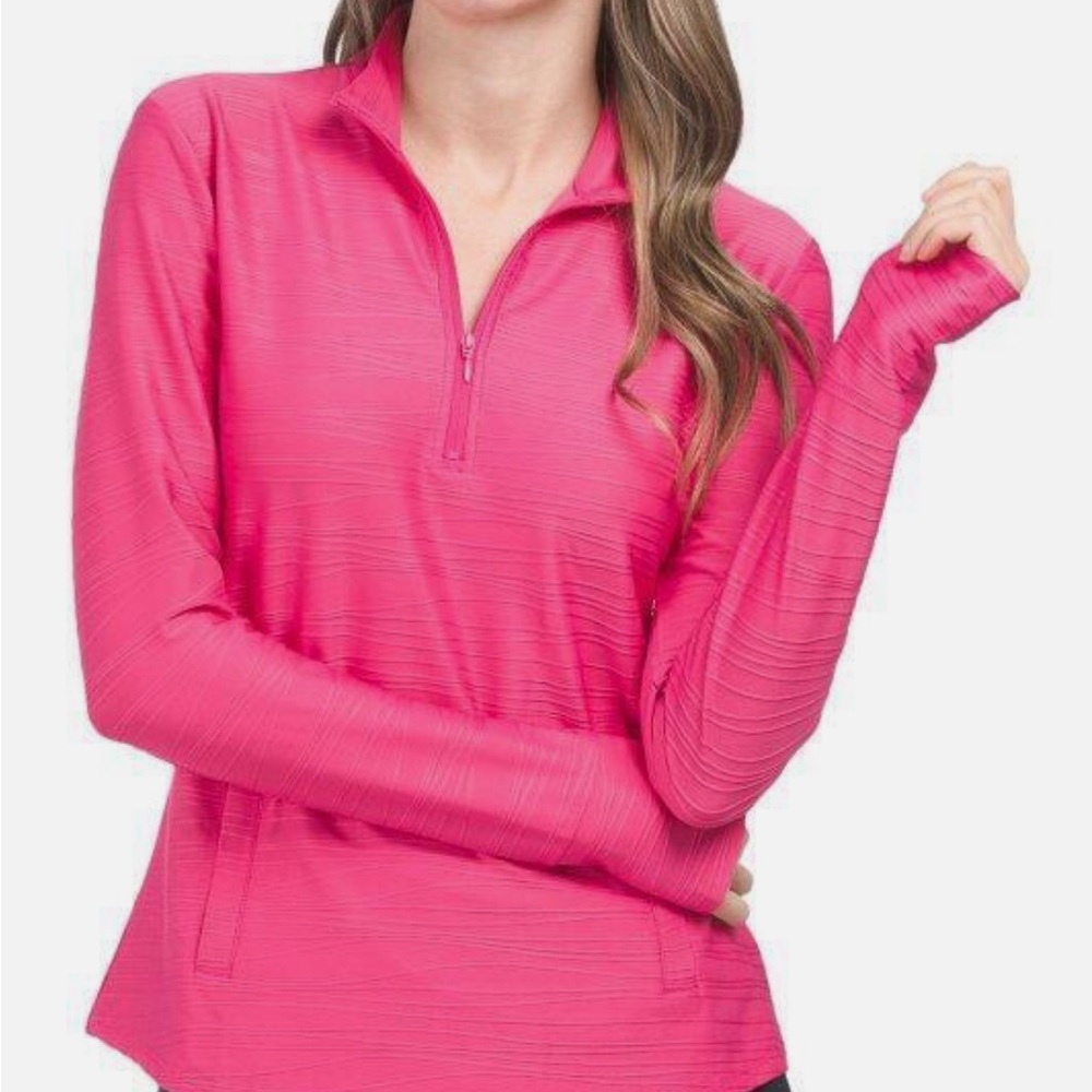 Tommy Bahama Women’s Pink 1/4 Zip Textured UPF50 Golf Tennis Jacket‎